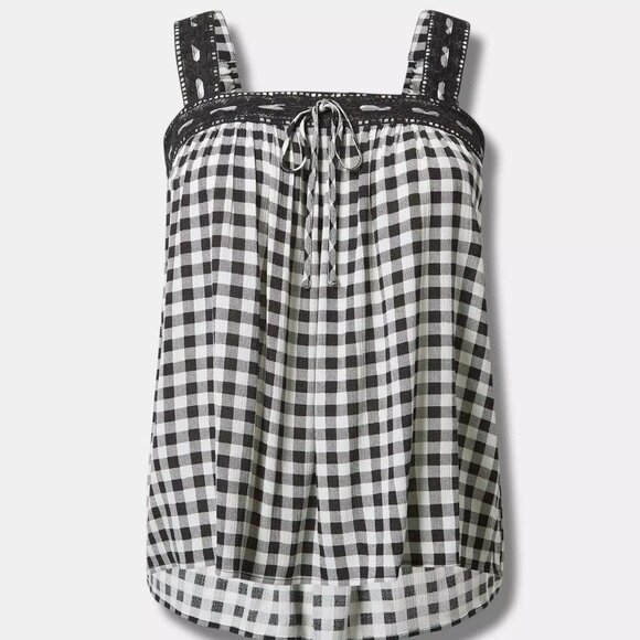 Torrid Washable Gauze Crochet Lace Trim Tank - Picture 1 of 6